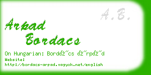 arpad bordacs business card